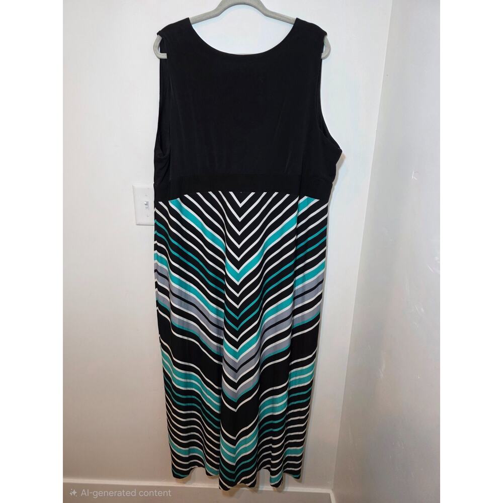 Catherines Dress Womens 2X Maxi Blue Stripe Sleeveless V Neck Jersey Stretch - Picture 4 of 7